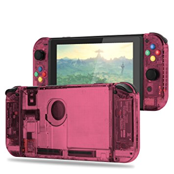 BASSTOP [Update Version] DIY Replacement Housing Shell Case Set for Switch NS NX Console and Right Left Switch Joy-Con Controller without Electronics (Set-Watermelon Red)