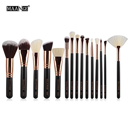 A-store Silking 15Pcs Makeup Brushes Set, Soft Synthetic Foundation Eyeshadow Blusher Beauty Cosmetic Tools( Black)