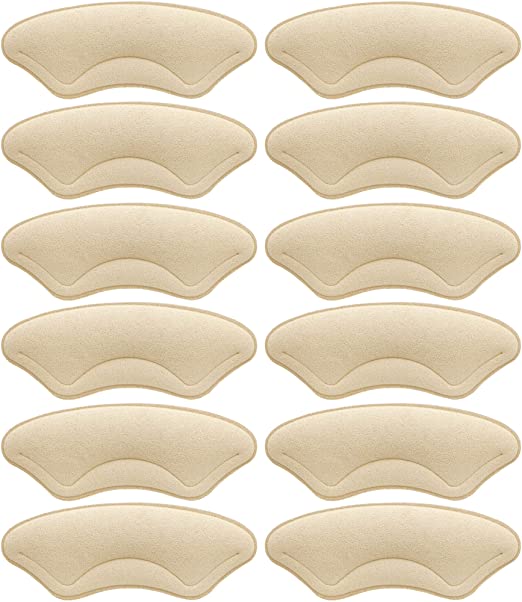 Comfowner 6 Pairs Heel Cushion Pads | Soft Shoe Grips Liners | Self-Adhesive Foot Care Protectors for Loose Shoes Heel Pain Bunion Callus Blisters| Heel Pain Relief for Men and Women (Beige)