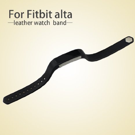 For Fitbit Alta band, Leather, Black, Small BIAZE Genuine Leather Strap Replacement Band For Fitbit Alta tracker (Leather, Black, Small)