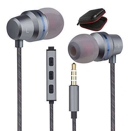 Earbuds Ear Buds Wired Headphones Microphone in Ear Earphones Stereo Mic Ear Buds Volume Control Music Headsets Compatible Android Smart Phones iPhone iPad Samsung Noise Cancelling 3.5mm Devices