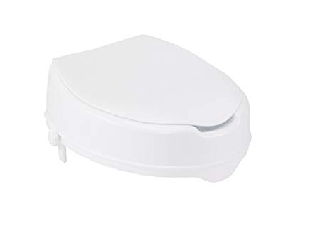 Drive Medical Raised Toilet Seat with Lock and Lid, Standard Seat, 4"