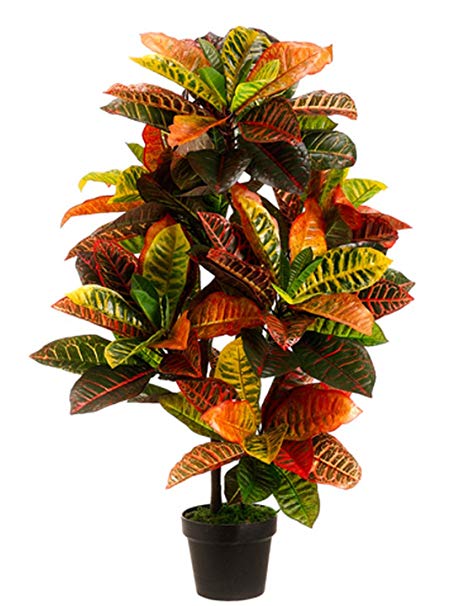 One 3 foot Outdoor Artificial Croton Palm Tree UV Rated Potted Plant