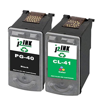 J2INK 2 Pack Remanufactured Ink Cartridge Replacement for PG-40 CL-41 Used In PIXMA MP150 160 450 460 MX300 IP1600 1800 2600 Printer