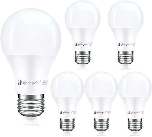 UL Listed 6 Pack 9W A19 Frosted LED Light Bulbs, 60 Watt Equivalent, Daylight 5000K, 800 Lumen, E26 Medium Screw Base, Non-Dimmable LED Bulb