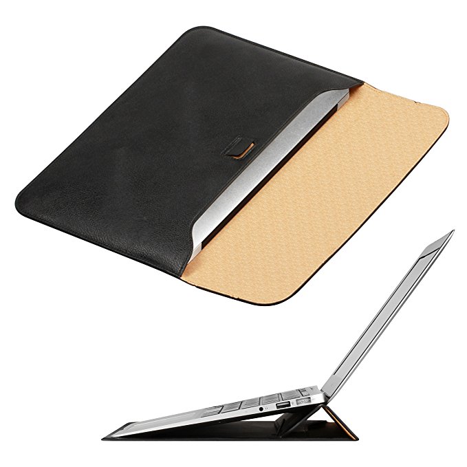 Omoton Wallet Sleeve Case for New Macbook 12-Inch with Stand, Black (3359920)