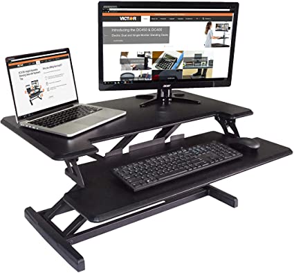 High Rise Height Adjustable Standing Desk with Keyboard Tray