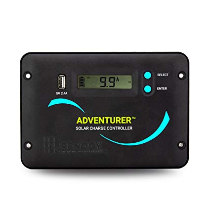 Renogy Adventurer-Li 30A Negative-Ground PWM Flush Mount Charge Controller w/LCD Display - Compatible with Lithium, Sealed, Gel, and Flooded batteries