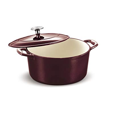 Tramontina 80131/037DS Enameled Cast Iron Covered Round Dutch Oven, 5.5-Quart, Majolica Red