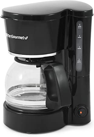 Maxi-Matic Elite Gourmet Automatic Brew & Drip Coffee Maker with Pause N Serve Reusable Filter, On/Off Switch, Water Level Indicator, 5 Cup Capacity, Black