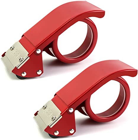 QWORK Packing Tape Dispenser, 2 Pack 2" Tape Gun Width-Adjustable with a 2" Roll of Tape for Carton, Packaging and Box Sealing