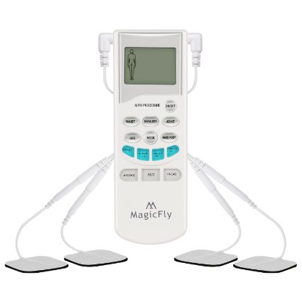 Magicfly Massage Handheld Electronic Pulse with Tens Unit Massager Therapy - - Excellent Muscle Stimulator for Electrotherapy Pain Management Upgraded Model with Backlight