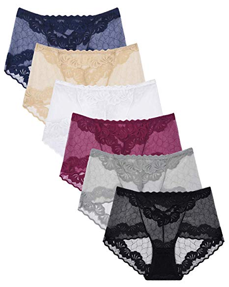 Women's Seamless Lace Boyshort Panties Retro Lace Underwear Panties