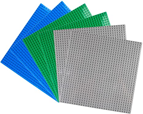 Classic Baseplates Building Plates for Building Bricks 100% Compatible with All Major Brands-Baseplate, 10" x 10", Pack of 6 (Multicolored)