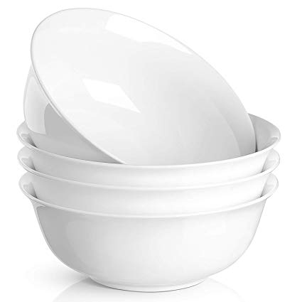 DOWAN 24 oz Porcelain Cereal/Soup Bowl , White - Set of 4