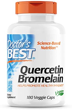 Doctor's Best Quercetin Bromelain, Immunity Support, Heart, Joint & Healthy Respiratory System, Non-GMO, Vegan, Gluten Free, Soy Free,180 VC