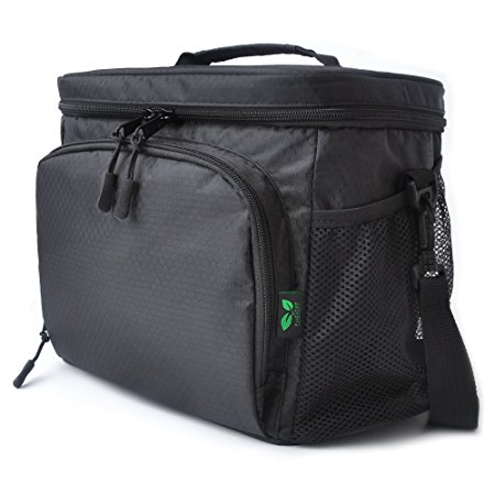 Soft Cooler F40C4TMP Insulated Lunch Box Bag With Pocket,Shoulder Strap Black
