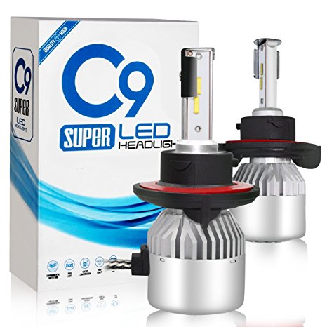 Treedeng H13 LED Headlight Bulbs All-in-One Conversion Kit, Turbo Heat Dissipation, 72W 8000LM 6000K, IP68 Waterproof, 2 Year Warranty