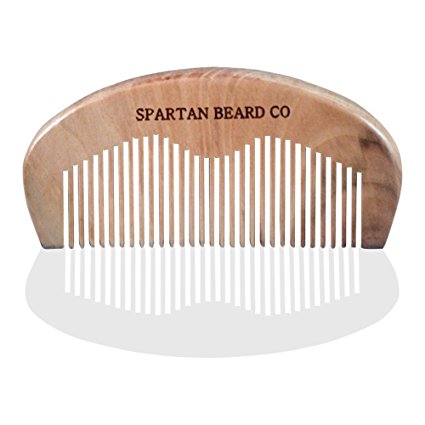Wooden Beard Comb For Superior Men By Spartan Beard CoTM: Finest Quality Pocket Comb For Beard & Moustache Grooming - Anti Static, Pocket Size Hair Comb-Beard Brush- Comes In A Button and String Envelope - Best Gift For Men
