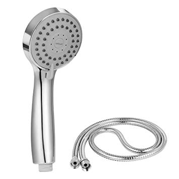 Hand held Shower Head High Pressure Showerhead Removable Water Saving Shower Head 3 Spray Settings with Stainless Steel Hose and Teflon Tape-Chrome