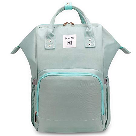 HaloVa Diaper Backpack, Mommy Backpack, Multi-Function Waterproof Travel Backpack Nappy Bags for Baby Care, Large Capacity, Comfortable and Durable, Mint Green