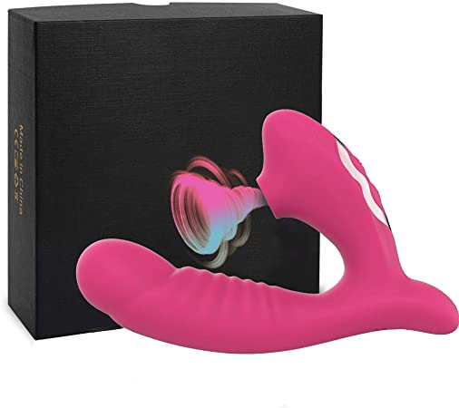 Clitoral Sucking Vibrator, G Spot Dildo Rabbit Vibrator, Waterproof Rechargeable Quiet Clitoris Stimulator with 10 Suction Patterns & 10 Strong Vibration Adult Sex Toys for Women Couples (Pink)