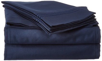 Elegant Comfort 1500 Thread Count Wrinkle & Fade Resistant Egyptian Quality Ultra Soft Luxurious 4-Piece Bed Sheet Set, King, Navy