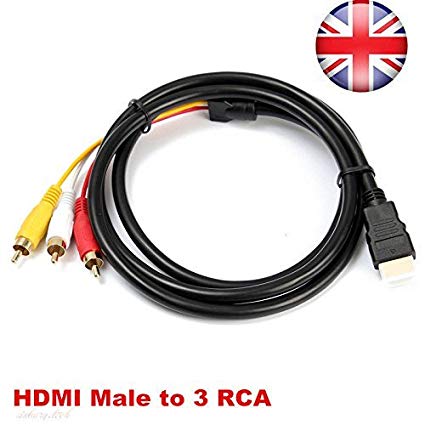 Amazing 1.5m HDMI Amazing Male to 3 RCA Video Audio Converter Component AV Adapter Cable HDTV UK