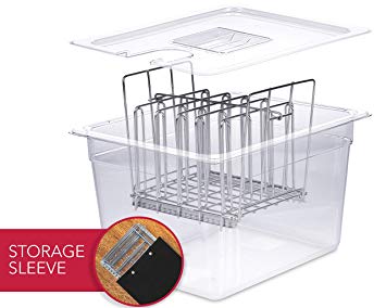 Sous Vide Container with Lid & Rack | Sous Vide Accessories Starter Kit For Most Sous Vide Cookers | Durable Polycarbonate and Rust Proof Stainless Steel - 12 Quart Capacity