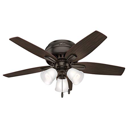 Hunter 51078 Hunter Newsome Low Profile with 3 Kit Ceiling Fan with Light, 42", Premier Bronze