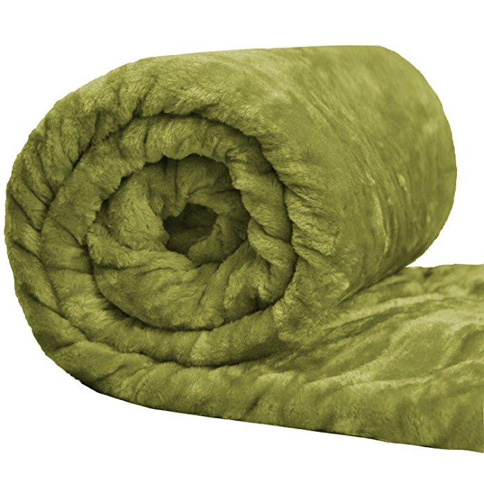 Goldstar® Thick & Very Warm Luxury Double King 2 seater 3 Sofa Bed Throw Bedspread Throw (Moss Green, Double 150 x 200)