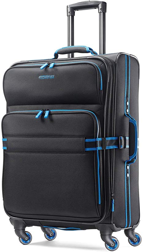 American Tourister Eclipse Softside Spinner Luggage (Black/Blue, 24 inch)