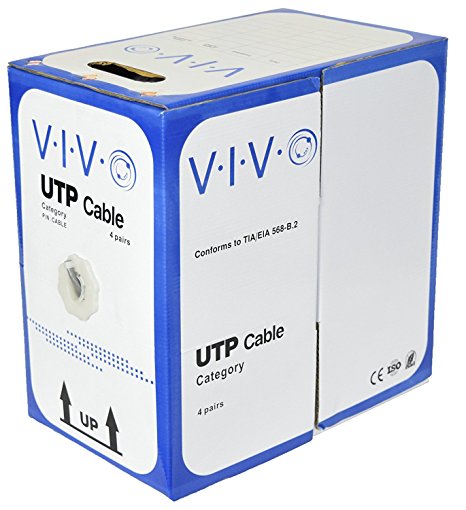 VIVO 1,000 ft bulk Cat5e Ethernet Cable / Wire UTP Pull Box 1,000ft Cat-5e Style Grey (CABLE-V001)