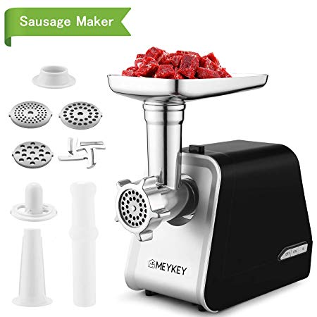 Electric Meat Grinder,The Mincer with 3 Grinders and Sausage Filling Tubes for Home Use, Stainless Steel Sausage Maker/ Black / 500W