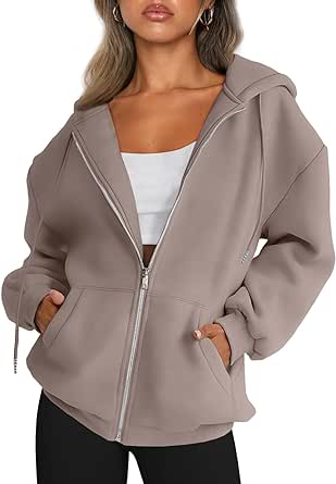 Trendy Queen Womens Zip Up Hoodies Long Sleeve Sweatshirts Fall Outfits Oversized Sweaters Casual Fashion Jackets