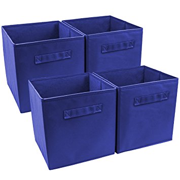 Sorbus Foldable Storage Cube Basket Bin (4 Pack, Royal Blue)