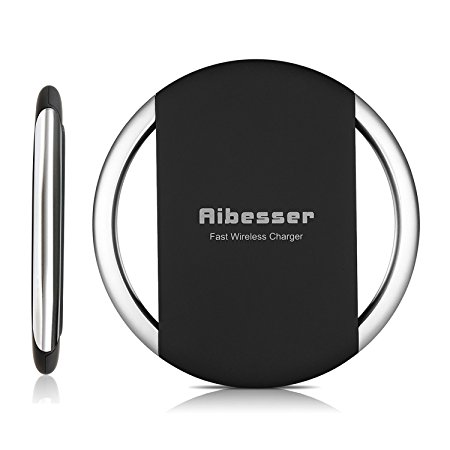Fast Wireless Charger, Aibesser Fast Charge Qi Wireless Charging Pad for Samsung Galaxy Note 5, S6 Edge Plus [Adaptive Fast Charger Not Included]