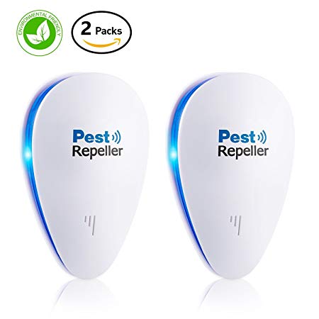 Ultrasonic Pest Control Repeller 2 pack - Electronic Mice Repellent Plug In for Insects, bugs