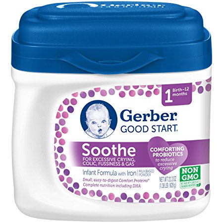 Gerber Good Start Soothe Non-GMO Powder Infant Formula, Stage 1, 22.2 Ounce (Pack of 6)