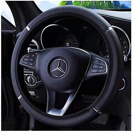 ZHOL Universal 15-Inch Microfiber Leather Elastic Steering Wheel Cover, Comfortable, Environmentally Friendly, Odorless, Black Color
