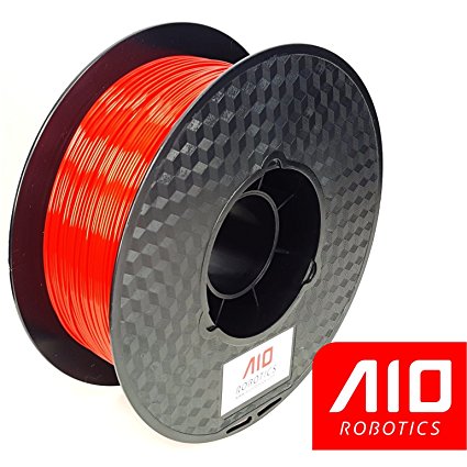 AIO Robotics Red PLA 3D Printer Filament, Dimensional Accuracy  /- 0.02 mm, 1.75 mm, 1.0 kg Spool