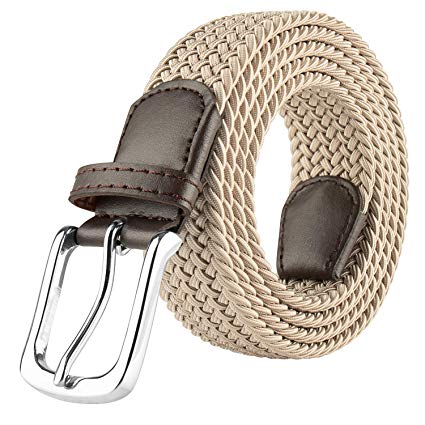 JUKMO Men's Elastic Braided Belt, Stretch Woven Belt in Gift Box