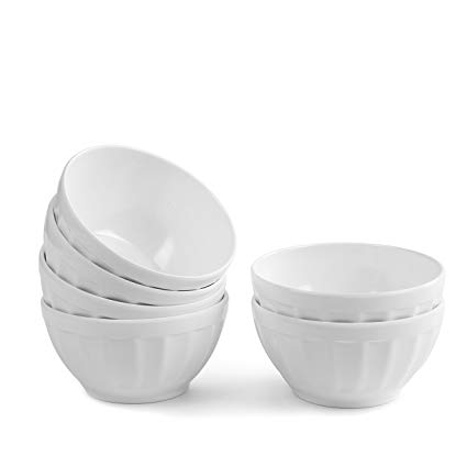 Melamine Cereal Bowls for Everyday Use, 6pcs 26oz White Dinnerware Bowls for Indoor and Outdoor
