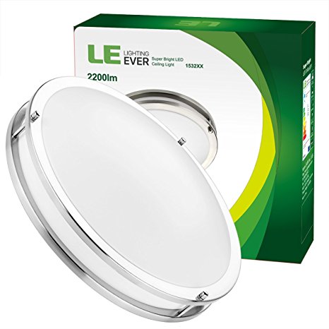 LE 16-Inch 26W Dimmable LED Flush Mount Ceiling Light, 200W Incandescent Bulbs Equivalent, 2200lm, 5000K Daylight White, 120° Beam Angle, LED Recessed Lighting Fixture, UL Listed