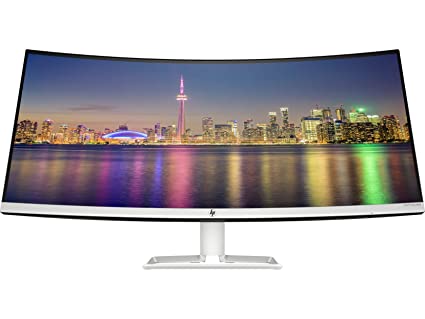 HP 34-inch Curved Ultra-Thin Bezel Less QHD IPS Monitor-AMD Free Sync, 300 Nits with Audio in, Headphone, USB, HDMI, Display Ports - HP 34f Curve Monitor (6JM51AA)