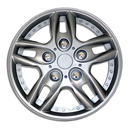 TuningPros WSC-515S15 Hubcaps Wheel Skin Cover 15-Inches Silver Set of 4