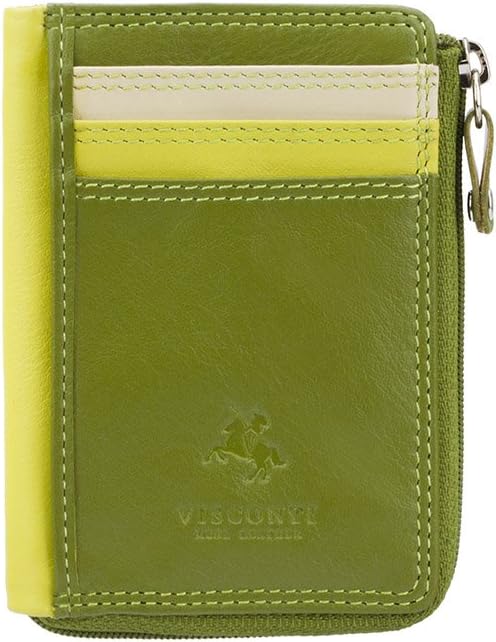 Visconti RB110 Phi Phi Womens Leather Slim ID Credit Card Holder Wallet/Purse (Green Multi)