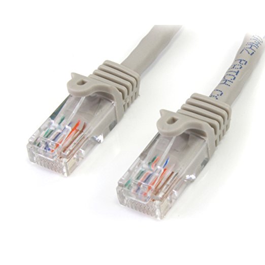 StarTech.com Cat5e Ethernet Cable - 3 ft - Gray- Patch Cable - Snagless Cat5e Cable - Short Network Cable - Ethernet Cord - Cat 5e Cable - 3ft