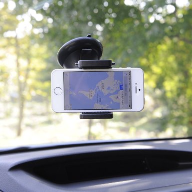 VCE Universal Windshield Mount Holder for Iphone 6/5s/5/4s and Samsung Galaxy S4/s3/s2,note 3,2 (Black HD075)