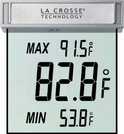 La Crosse Technology WS-1025 Digital Window Thermometer with detachable bracket and records MIN/MAX temp & Auto reset